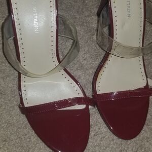 Adrienne Vittadini Burgundy and Clear Heels